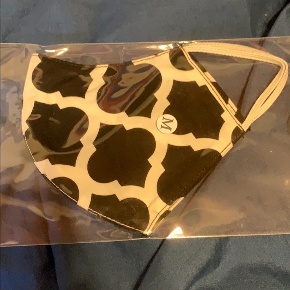 Black and white cotton face mask